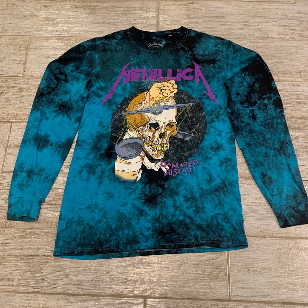 METALLICA Hammer Of Justice Men M Long Sleeve Shirt Tie Dye Heavy Metal Band
